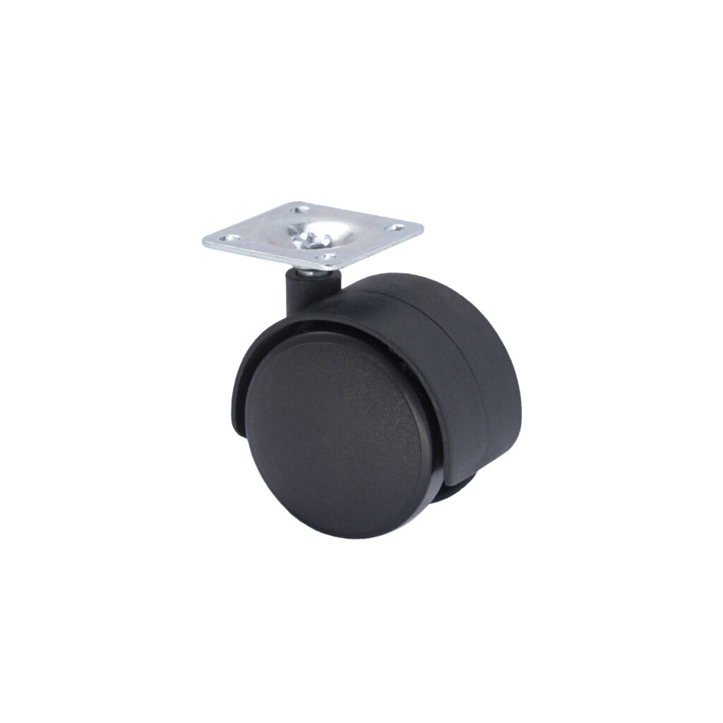 Furniture wheel plast. d40 with platform, black AKS