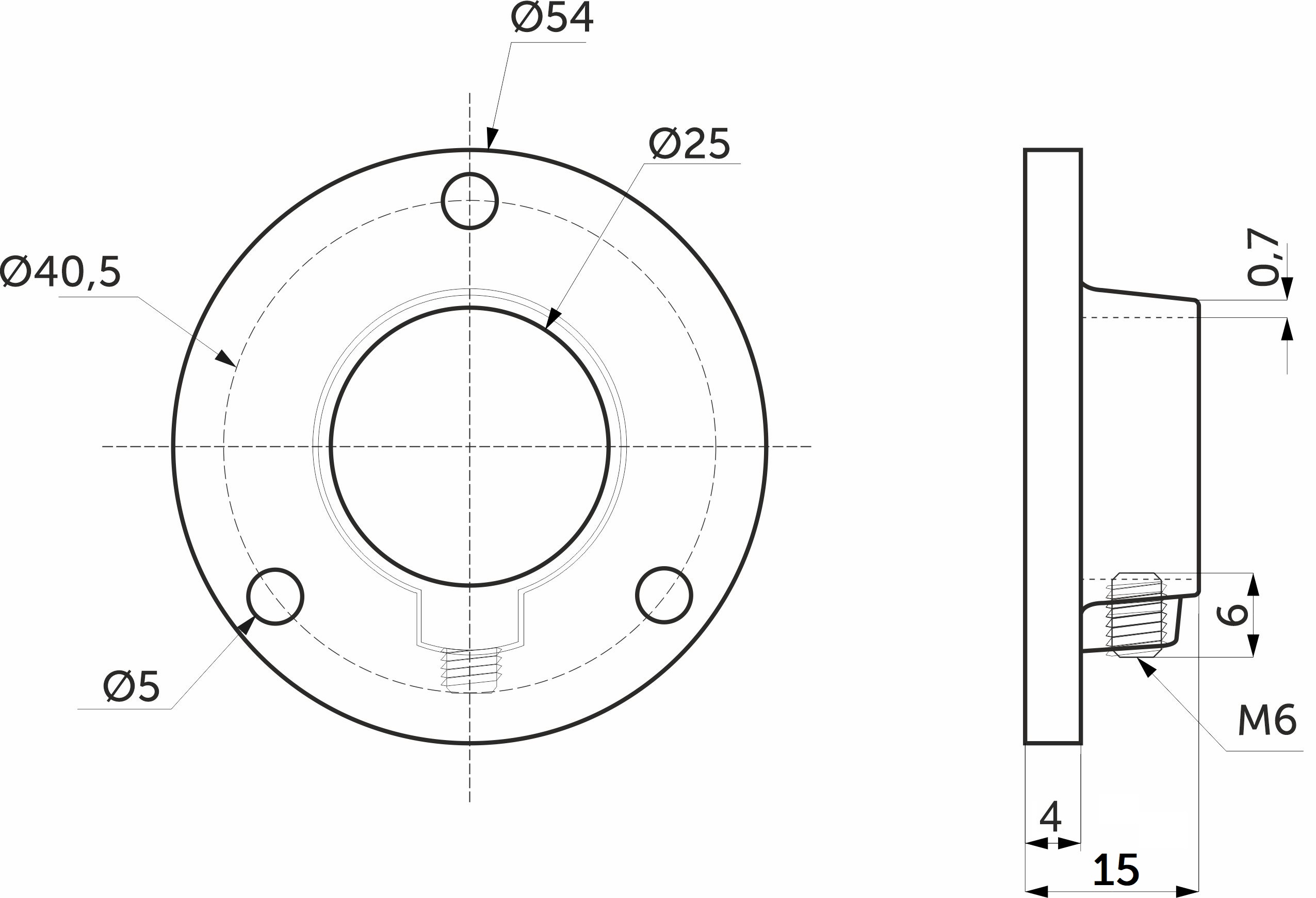 Pipe fastening (socket) d25 (510) steel, chrome AKS - Image 2