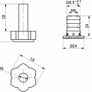 Level regulator + coupling M6 black (1 pack = 500 sets) AKS - Image 2