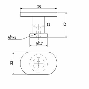 Furniture handle met button GRAND brushed nickel, AKS - Image 2