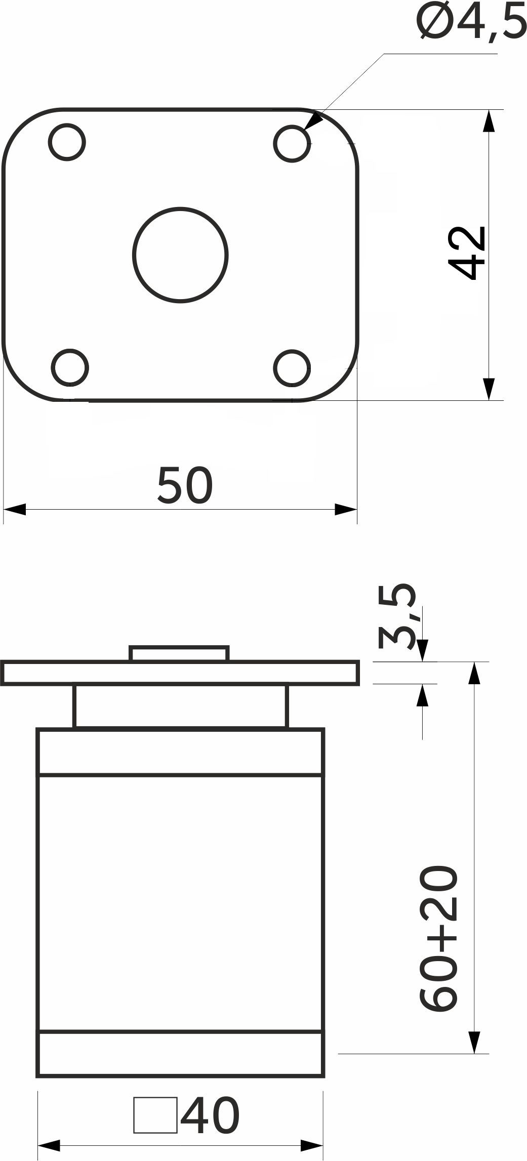 Furniture support aluminum DAKP-27 h60 with adjustable polished steel AKS - Image 2