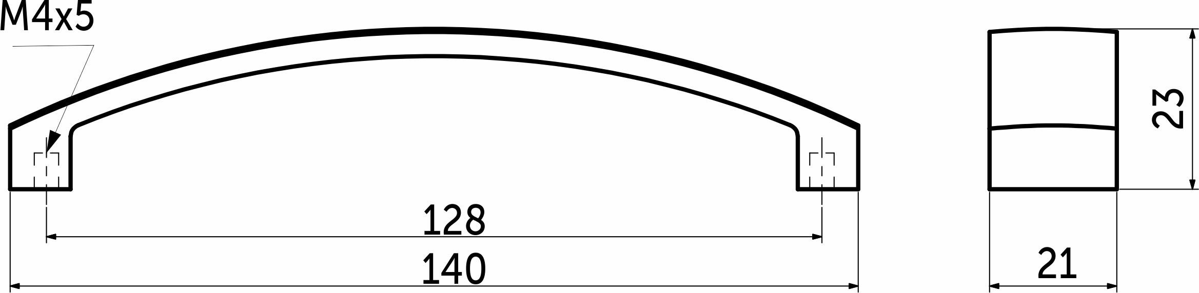 Furniture handle bracket met. Rio 128 chrome, AKS - Image 2
