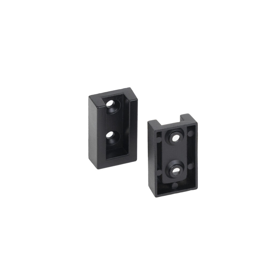 Rectangular wardrobe rod holder. FAME/3 end, black AKS