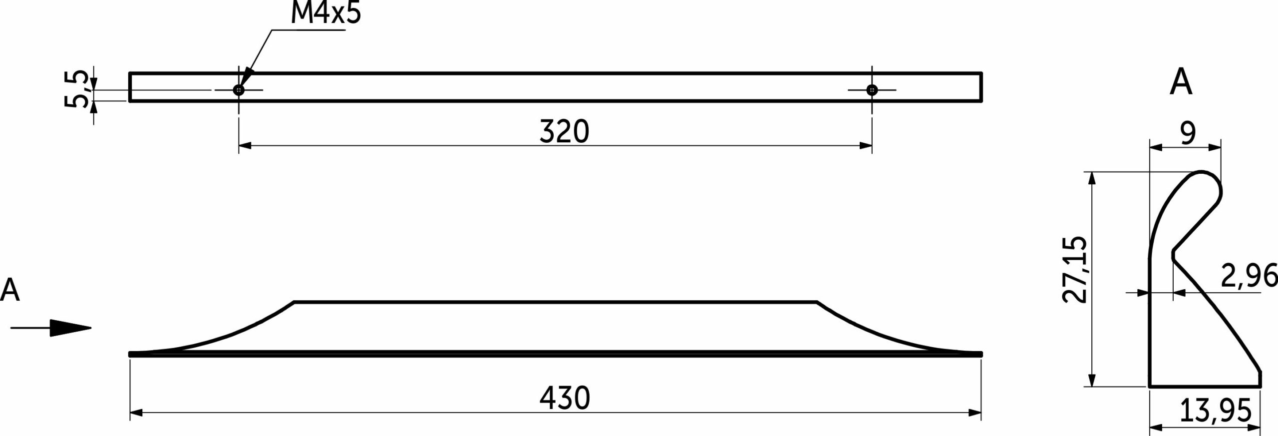 Furniture handle aluminum bracket ENVISION 320/430 white matt, AKS - Image 2