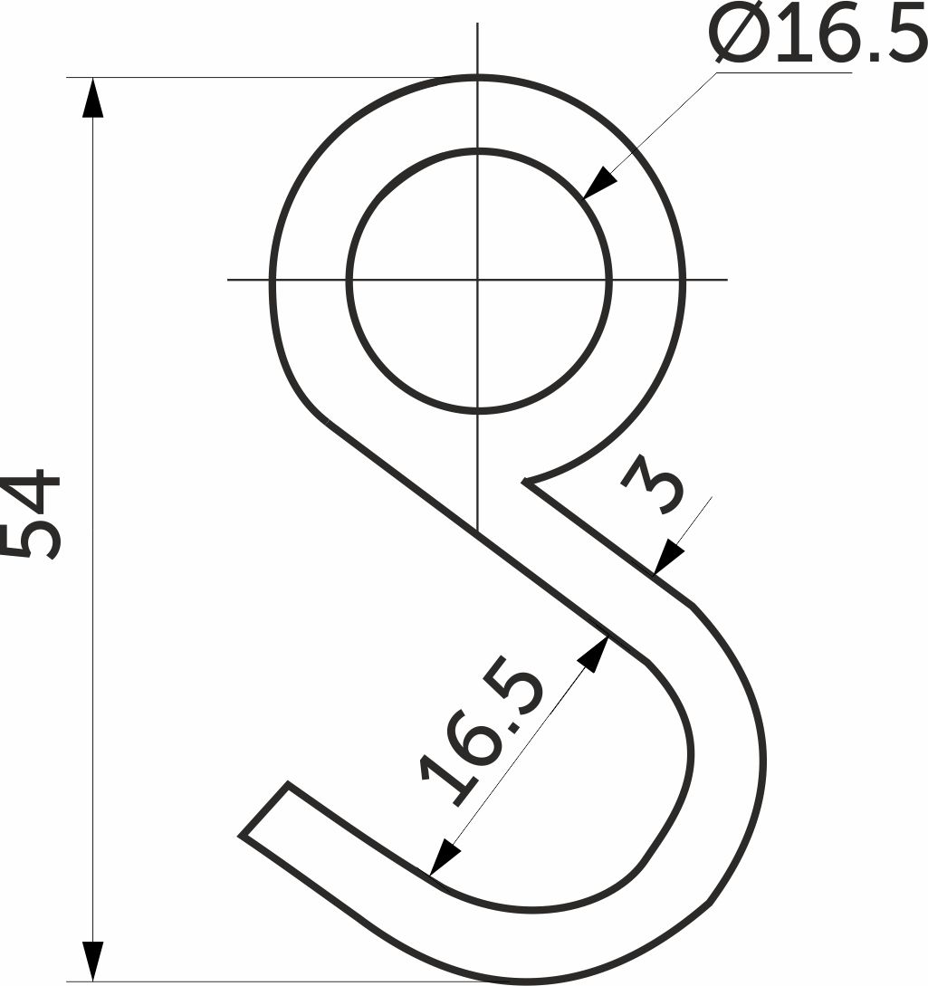 Крючок на трубу d16 несъемный хром AKS - изображение 2