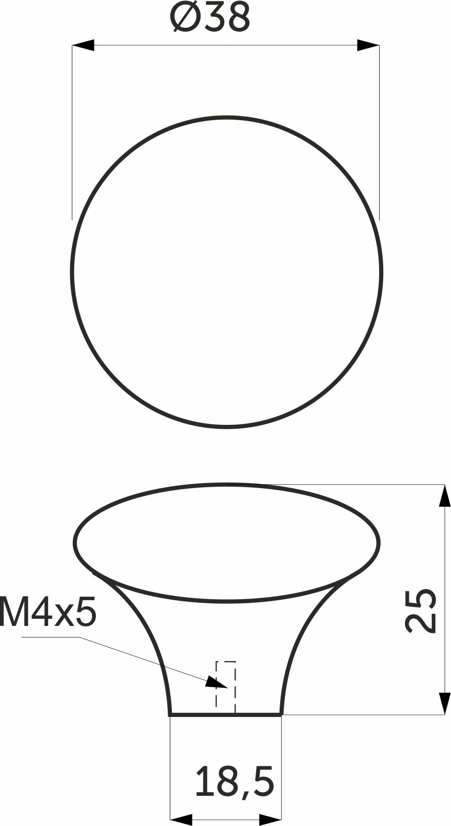 Furniture handle ceramic button DG20 white AKS - Image 2
