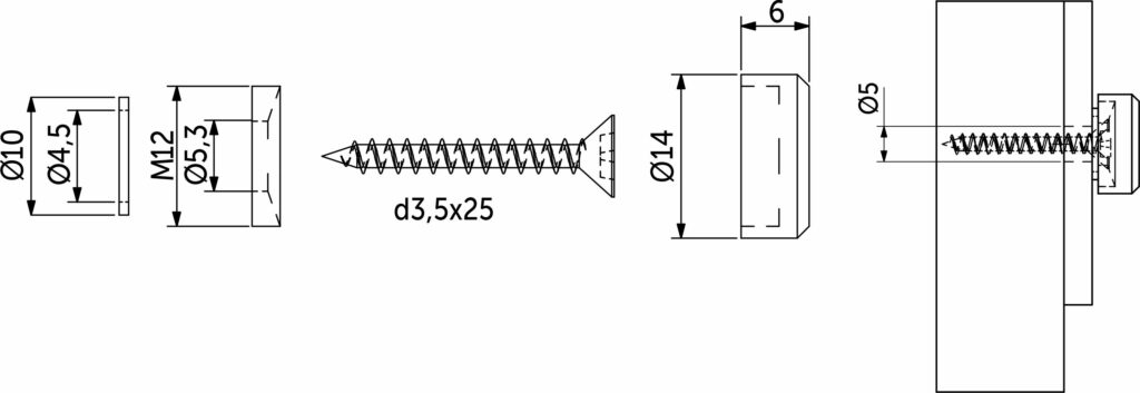 Крепление зеркала мет. AJ04АL 14мм хром (1 компл. = 4 шт.) AKS
