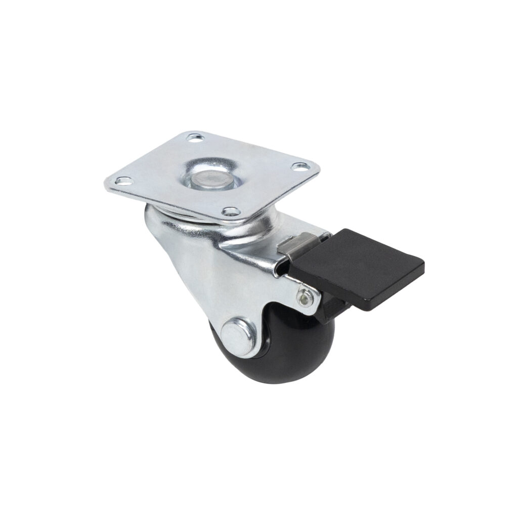 Furniture wheel CRYSTAL/2 d35 h51 with brake pad, black AKS
