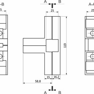 4-pipe corner connector for square. pipes 25*25 QUADRO, black AKS - Image 2