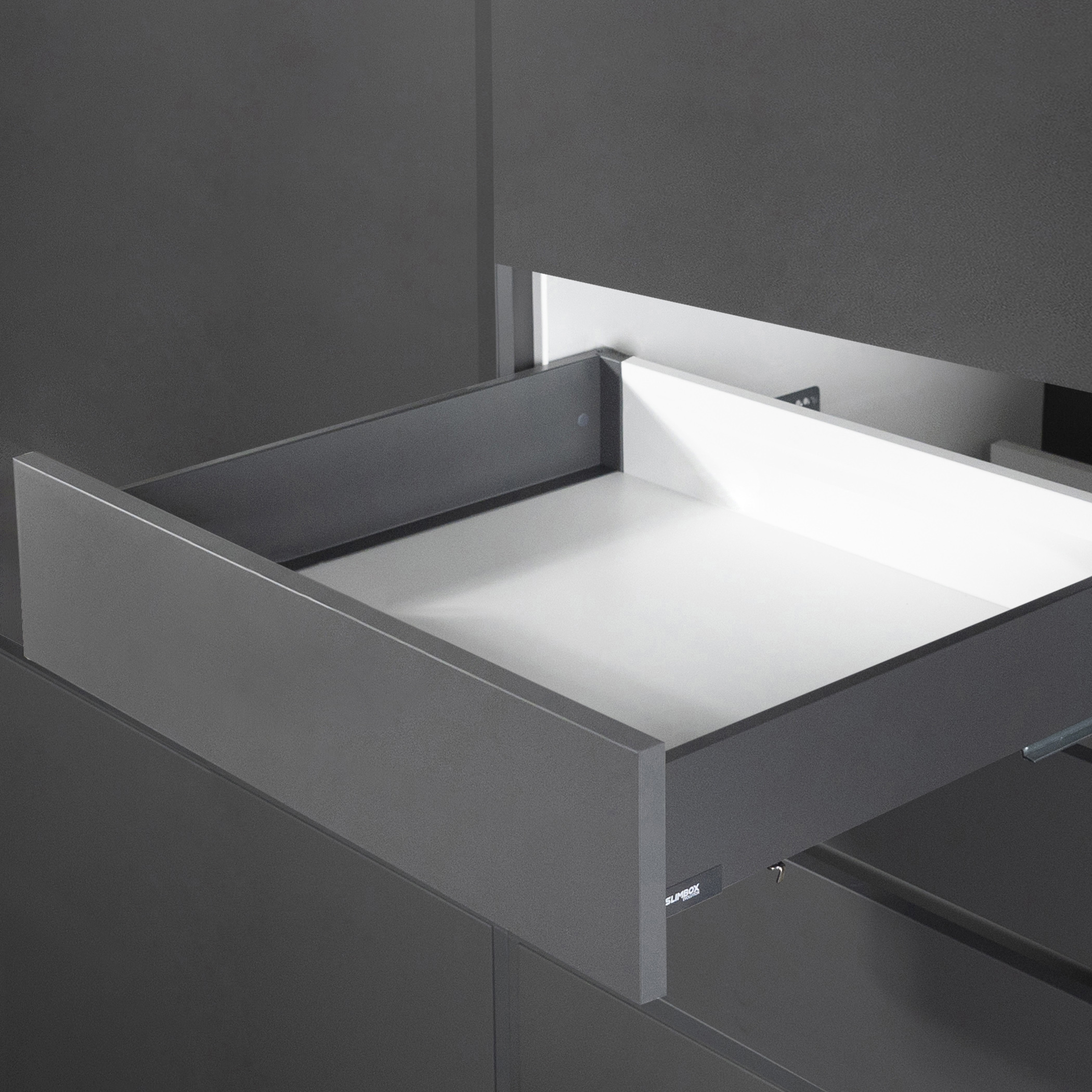 Drawer system Slimbox Evolution L-450 H=84 graphite PUSH TO OPEN Chipboard16mm - Image 5