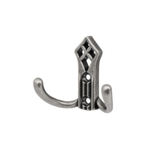 Furniture hook two-horn met. PALAZZO antique silver AKS - Image 1