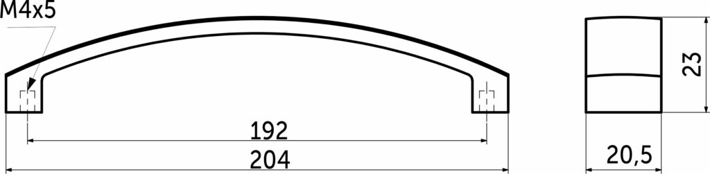 Furniture handle bracket met. Rio 192 matte black, AKS