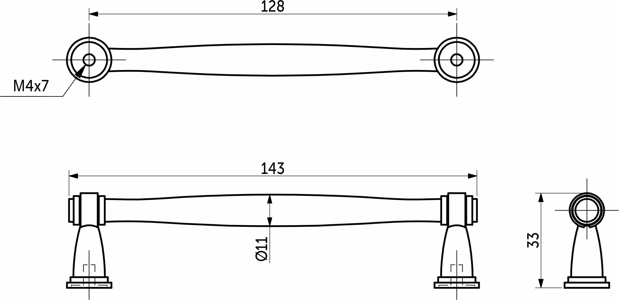 Ручка меб. скоба мет. WIZANTIA 128 старое серебро, AKS - изображение 2