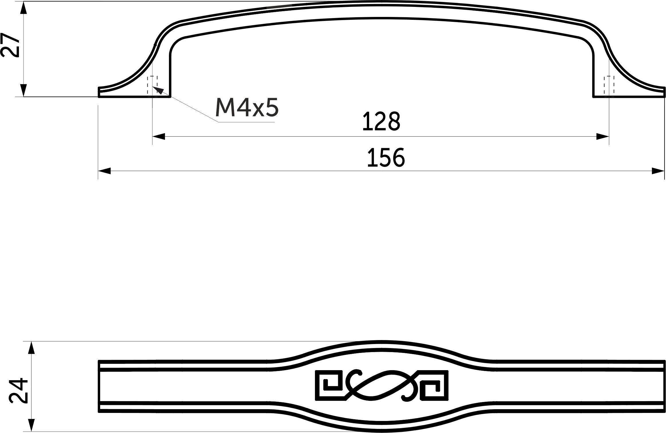 Furniture handle bracket met. PAOLA 128 brushed nickel, AKS - Image 2