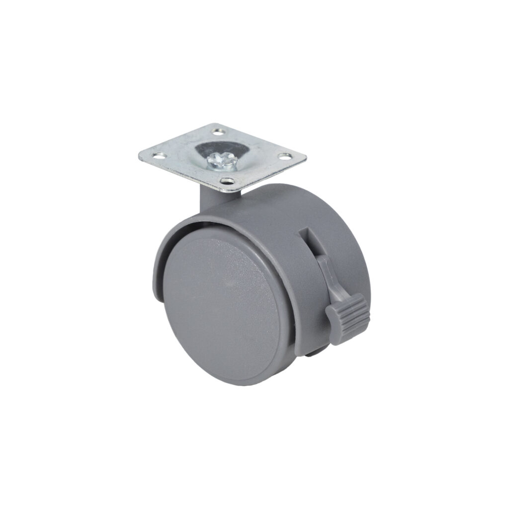 Furniture wheel plast. d50 with brake pad, gray AKS