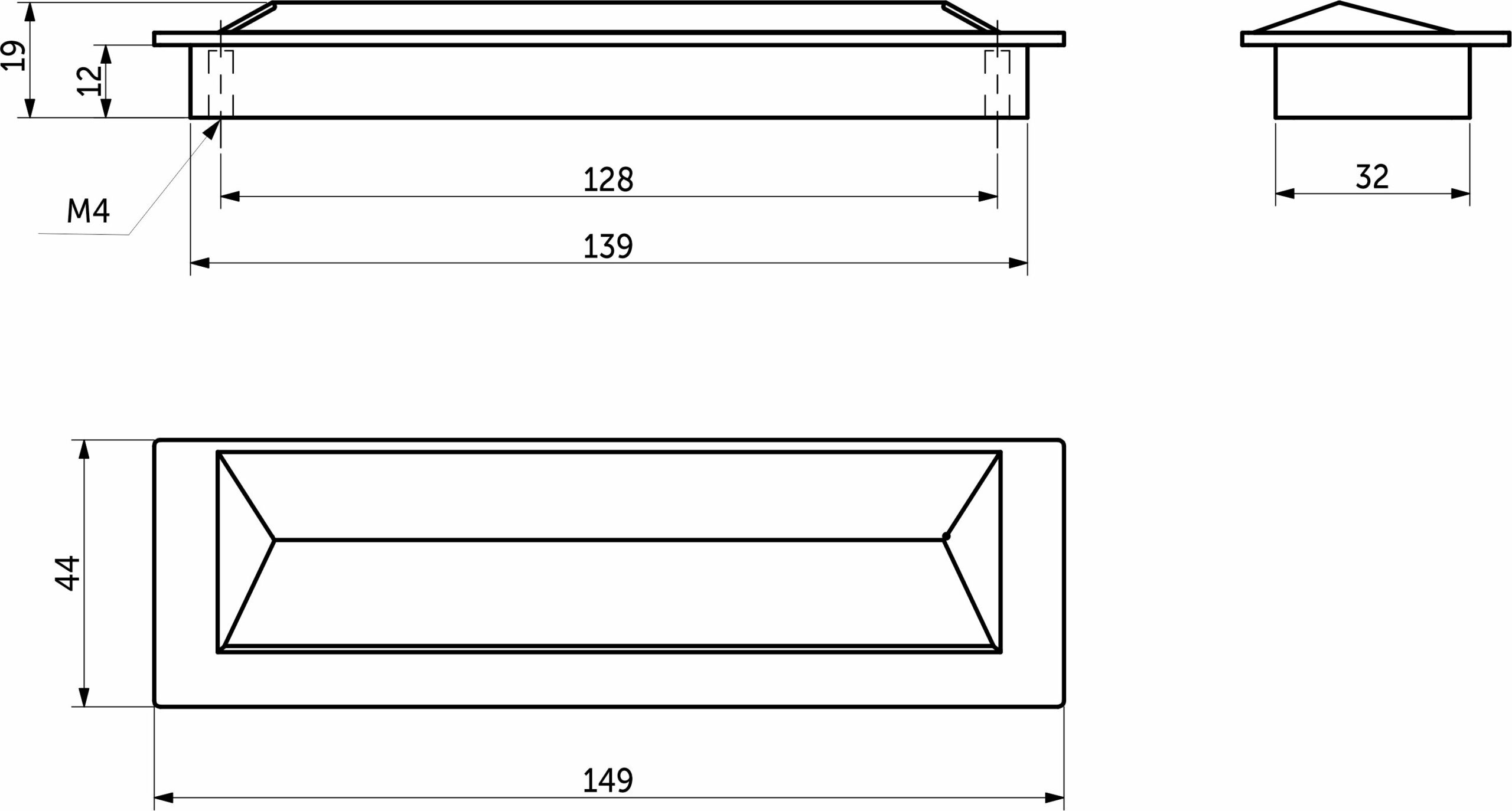 Furniture handle mortise met. TIARA 128 pearl black, AKS - Image 2