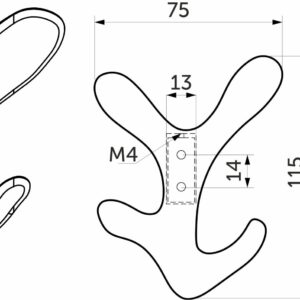 Furniture hook four-horn met. KORAL chrome AKS - Image 2