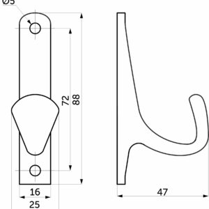 Furniture hook single-horn met. DELTA matt chrome AKS - Image 2