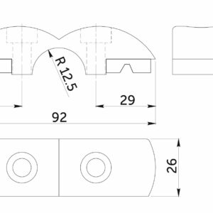 Соединитель стекло/плита к трубе d25 (551) двойной (с вкладышами), черный AKS - изображение 2