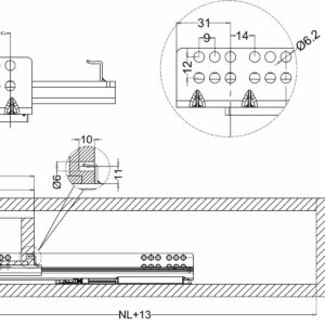Направляющая скрытого монтажа L-500 с доводчиком ДСП до16mm насадной монтаж AKS QType 3/4 - изображение 2