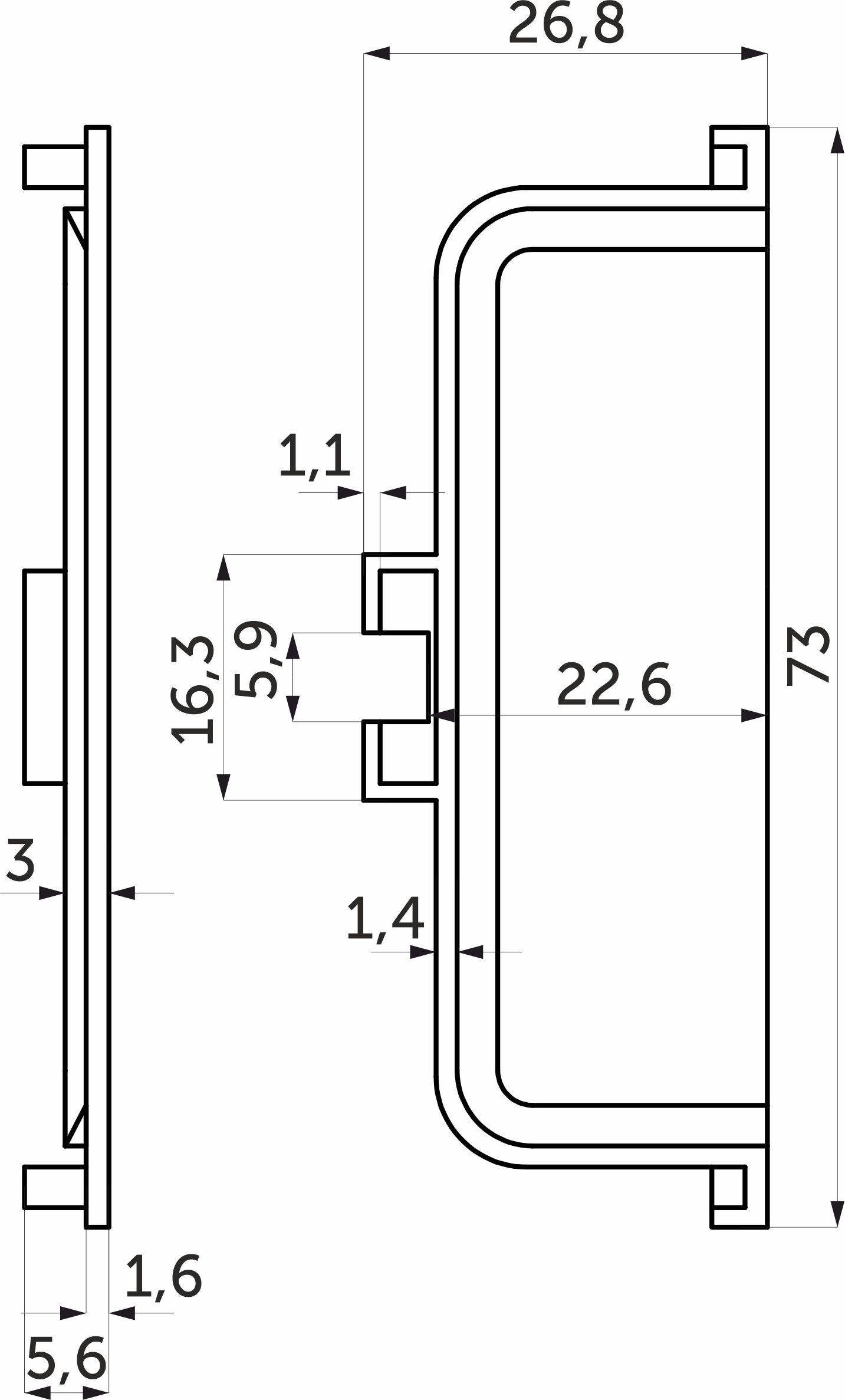 Set of metal plugs internal to Gola profile, C-shaped (left+right) silver AKS - Image 2