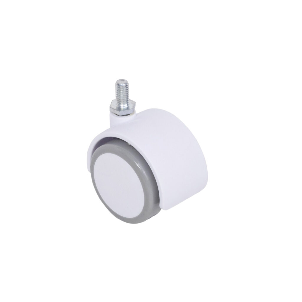 Furniture wheel plast. FURNI d50 with M8 screw, white/gray AKS