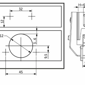 Hinge for false panel 90° with closer 45mm h6 fixed strip AKS short arm - Image 2