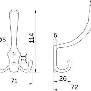 Furniture hook three-horn met. WP59 old gold GRIDLI - Image 2