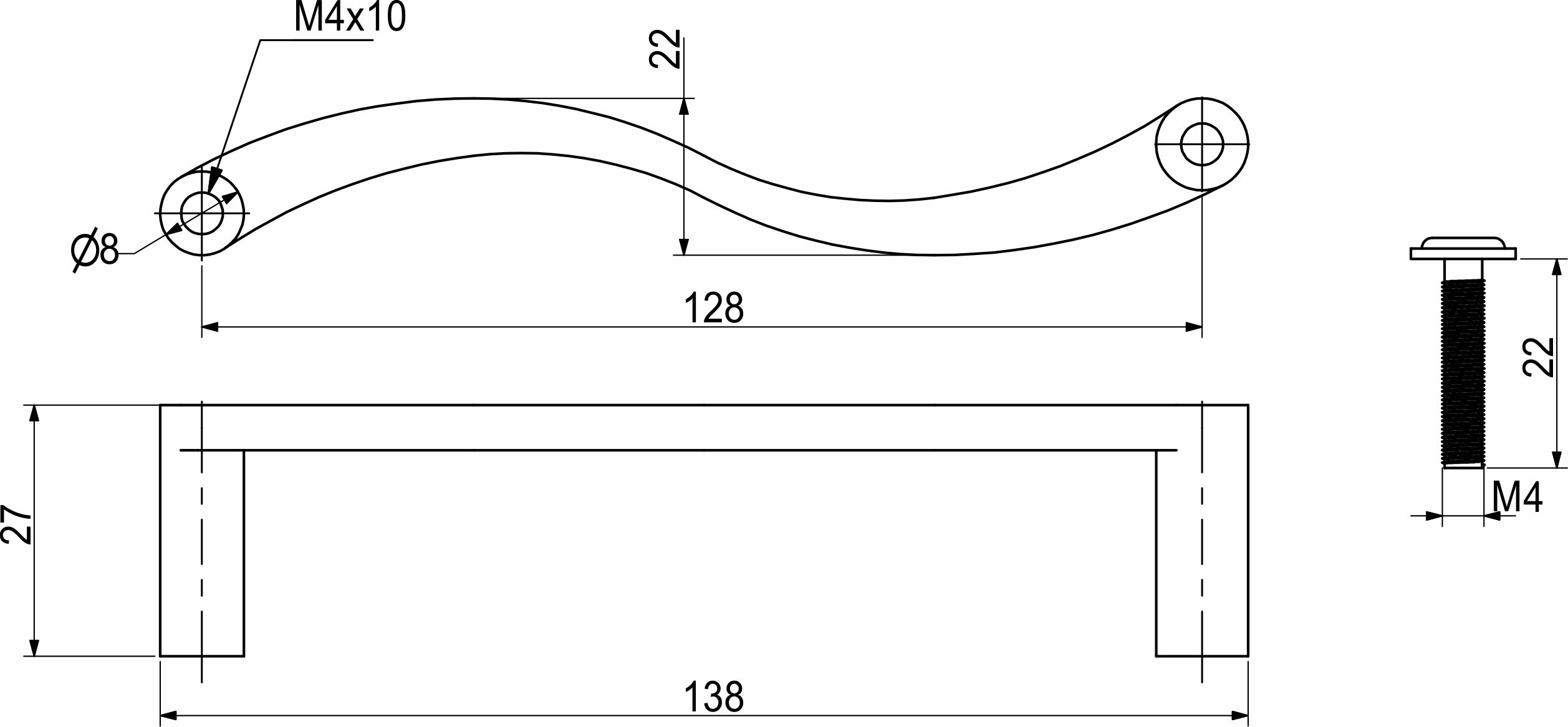 Furniture handle bracket met. UN43 128 chrome, GRIDLI - Image 2