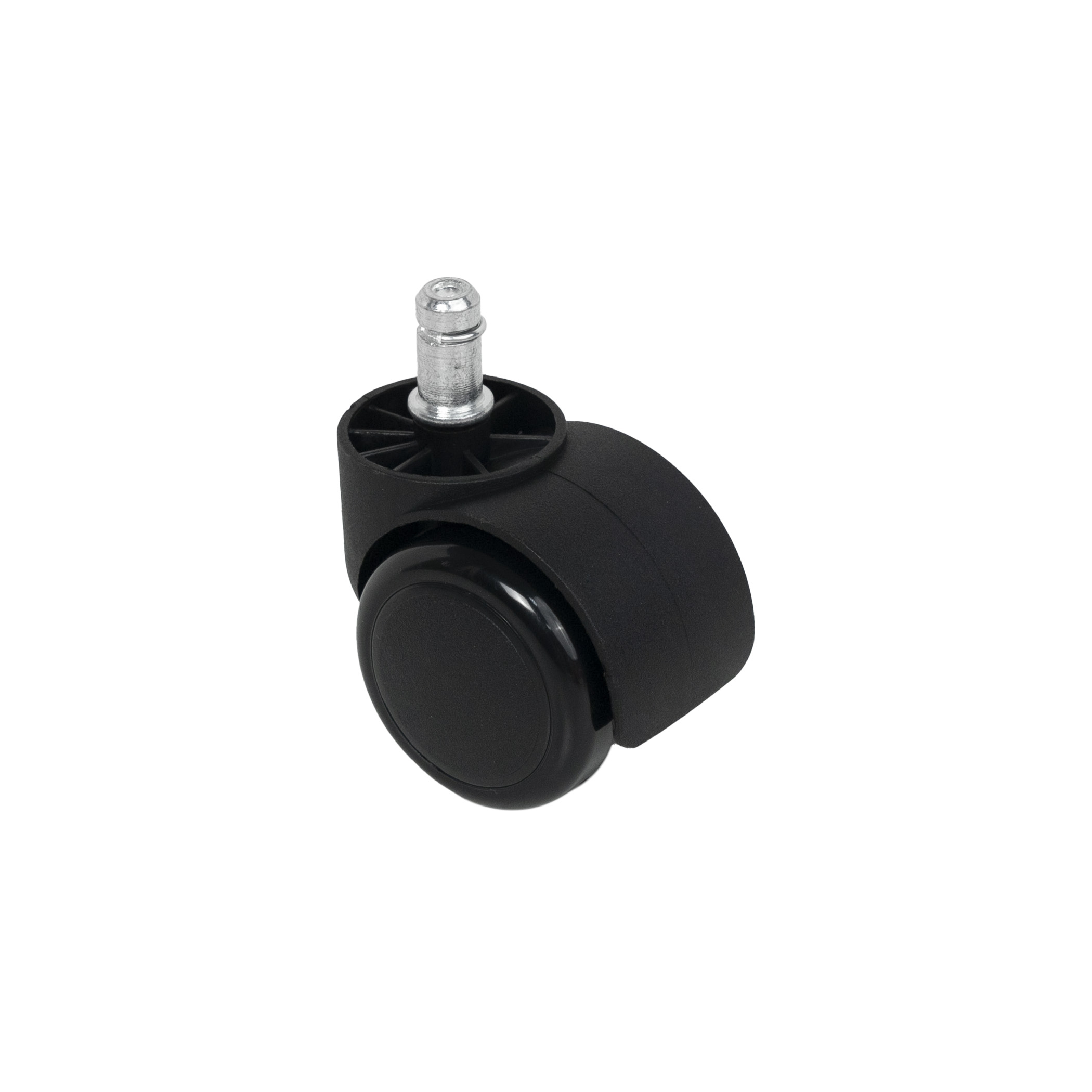 Furniture wheel plast. FURNI d50 with rod, black AKS - Image 1