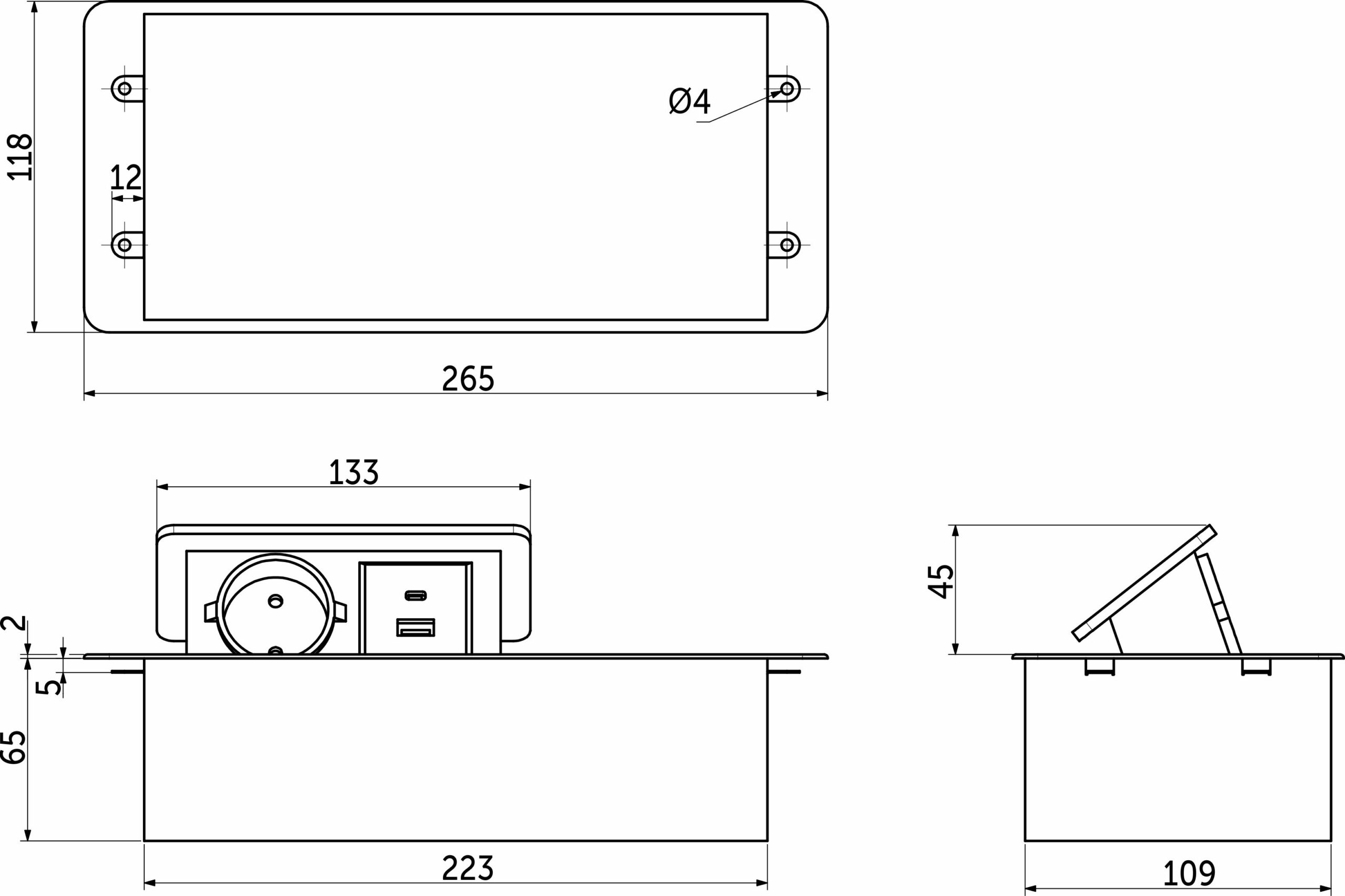 Выдвижной удлинитель Nova 5, 1 розетка, USB A + C, беспроводная зарядка, алюминий, AKS - изображение 2