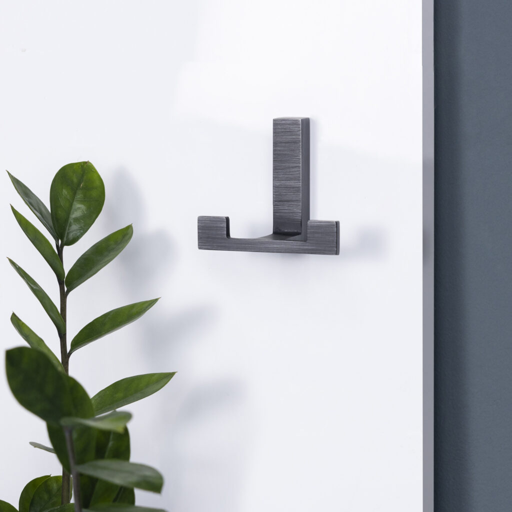 Furniture hook two-horn met. LEGGO brushed titanium AKS