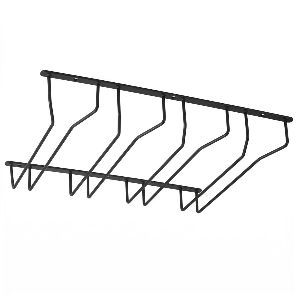 NORWIG four-row hanging glass holder, black AKS